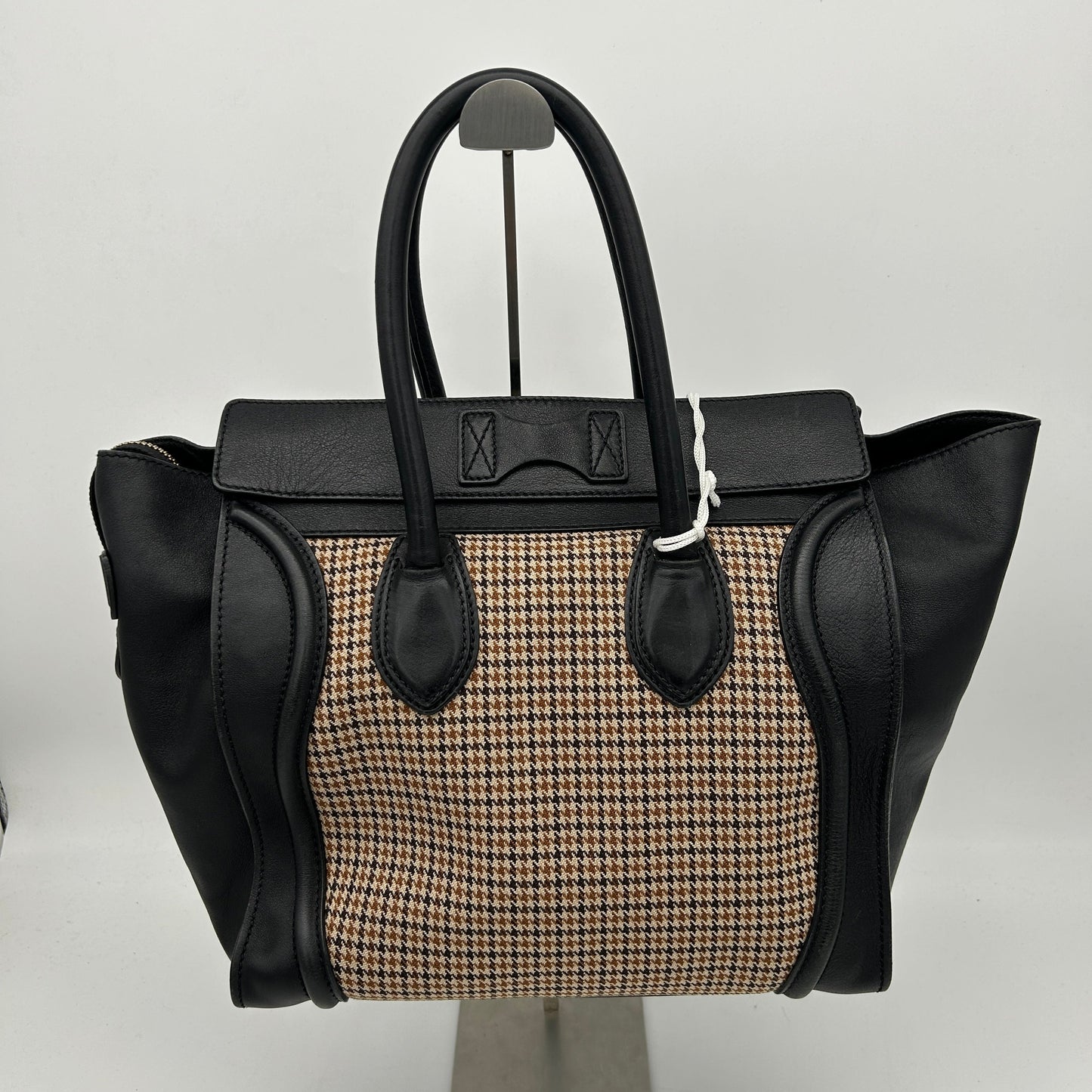 Celine Luggage Black Tweed Handbag Medium