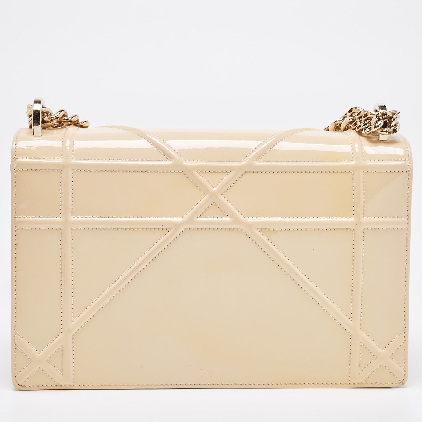 Dior Beige Patent Leather Medium Diorama Shoulder Bag