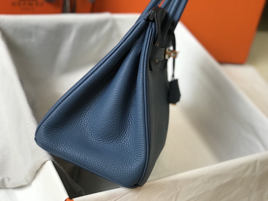 GLAMI Birkin Blue For Women Gold-Toned Hardware 11in/30cm