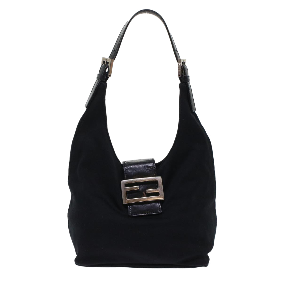 FENDI Mamma Baguette Shoulder Bag Nylon Black ep1158