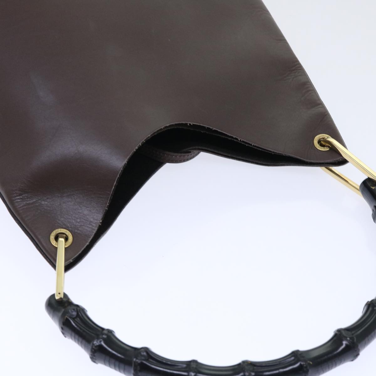 GUCCI Bamboo Shoulder Bag Leather Brown 001-2113-1880 ep1356