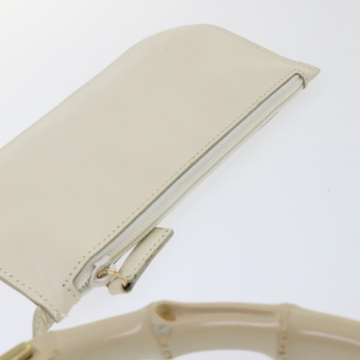 GUCCI Bamboo Shoulder Bag Leather White 001-2113-1880 ep1363