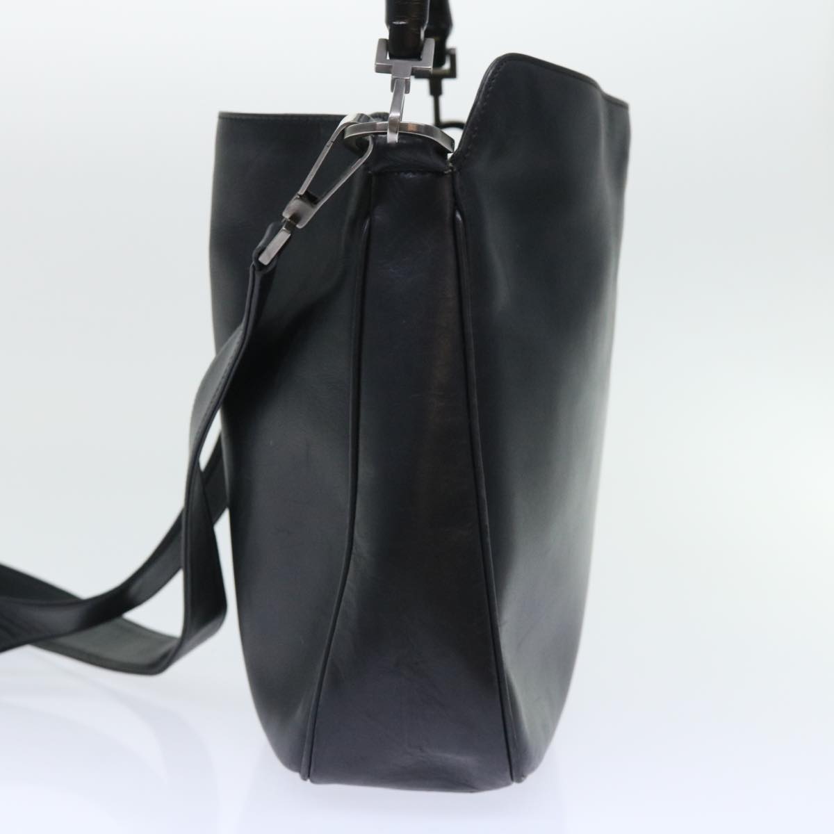 GUCCI Bamboo Hand Bag Leather 2way Black 001•1638•001364 ep1366