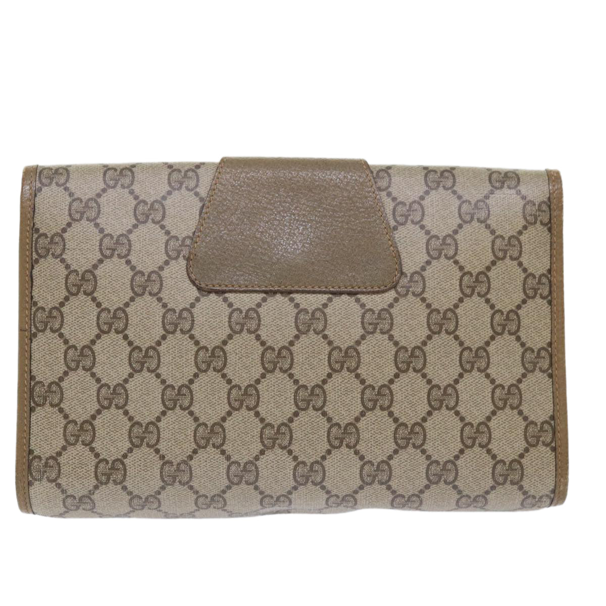 GUCCI GG Canvas Web Sherry Line Clutch Bag PVC Leather Beige Red ep1380