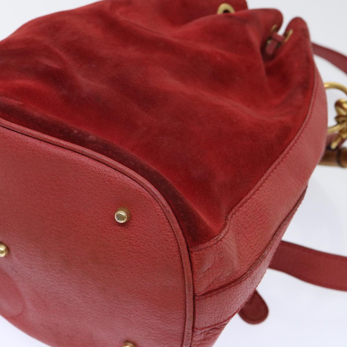 GUCCI Bamboo Shoulder Bag Suede Red 001•2040•1657 ep1393