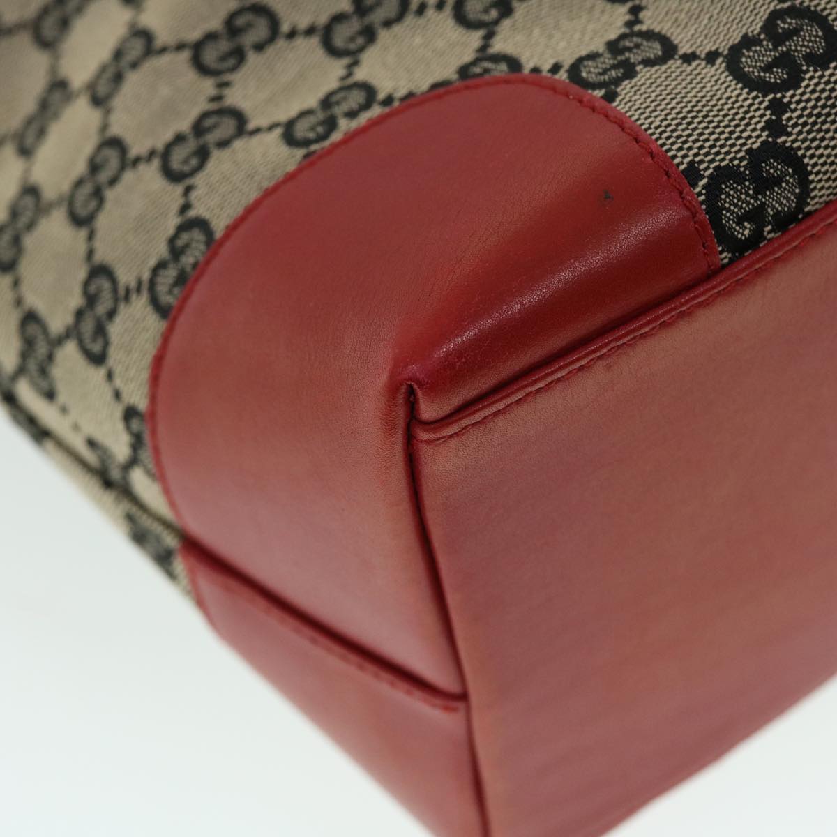 GUCCI GG Canvas Tote Bag Beige Black Red ep1412