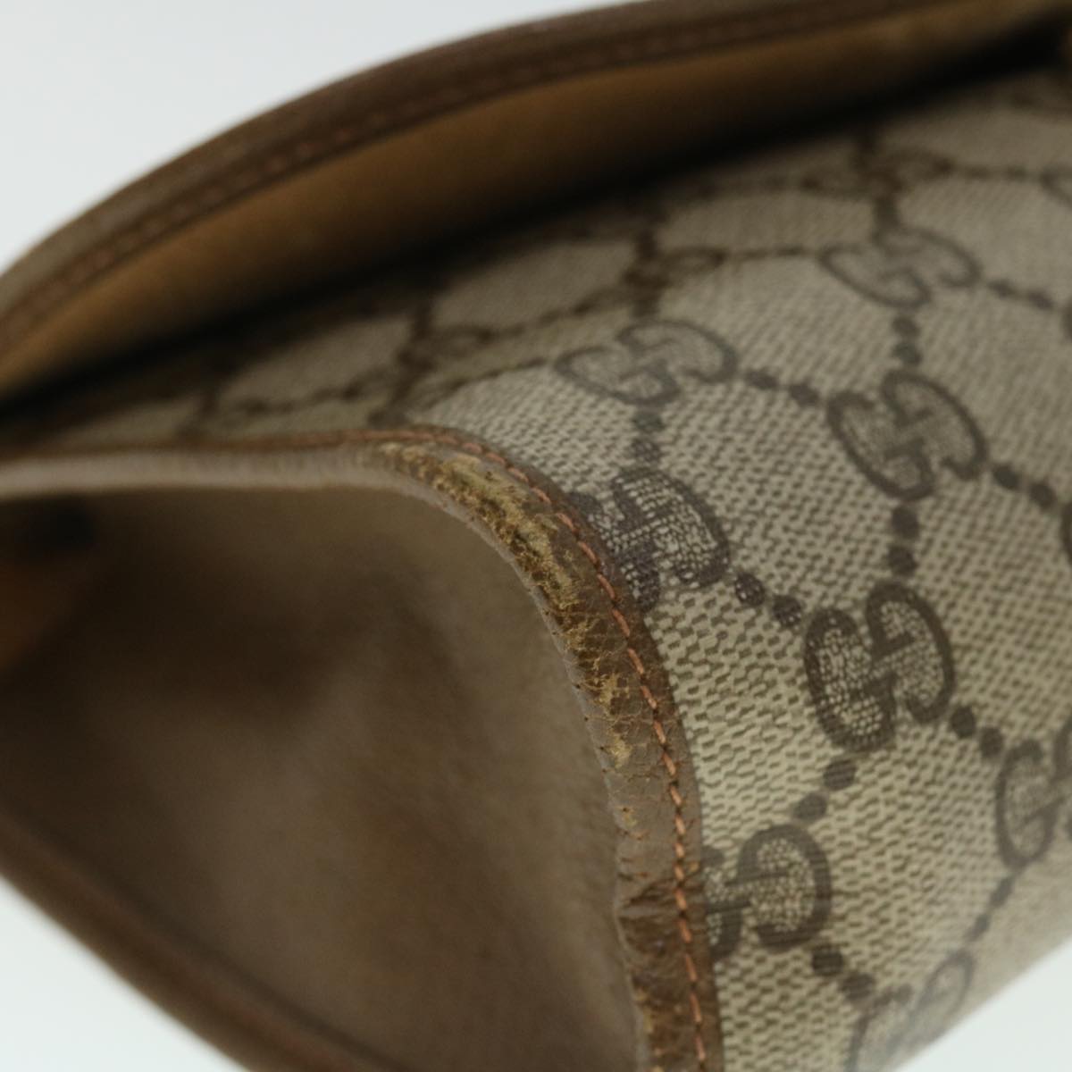 GUCCI GG Canvas Web Sherry Line Clutch Bag PVC Leather Beige Red ep1418
