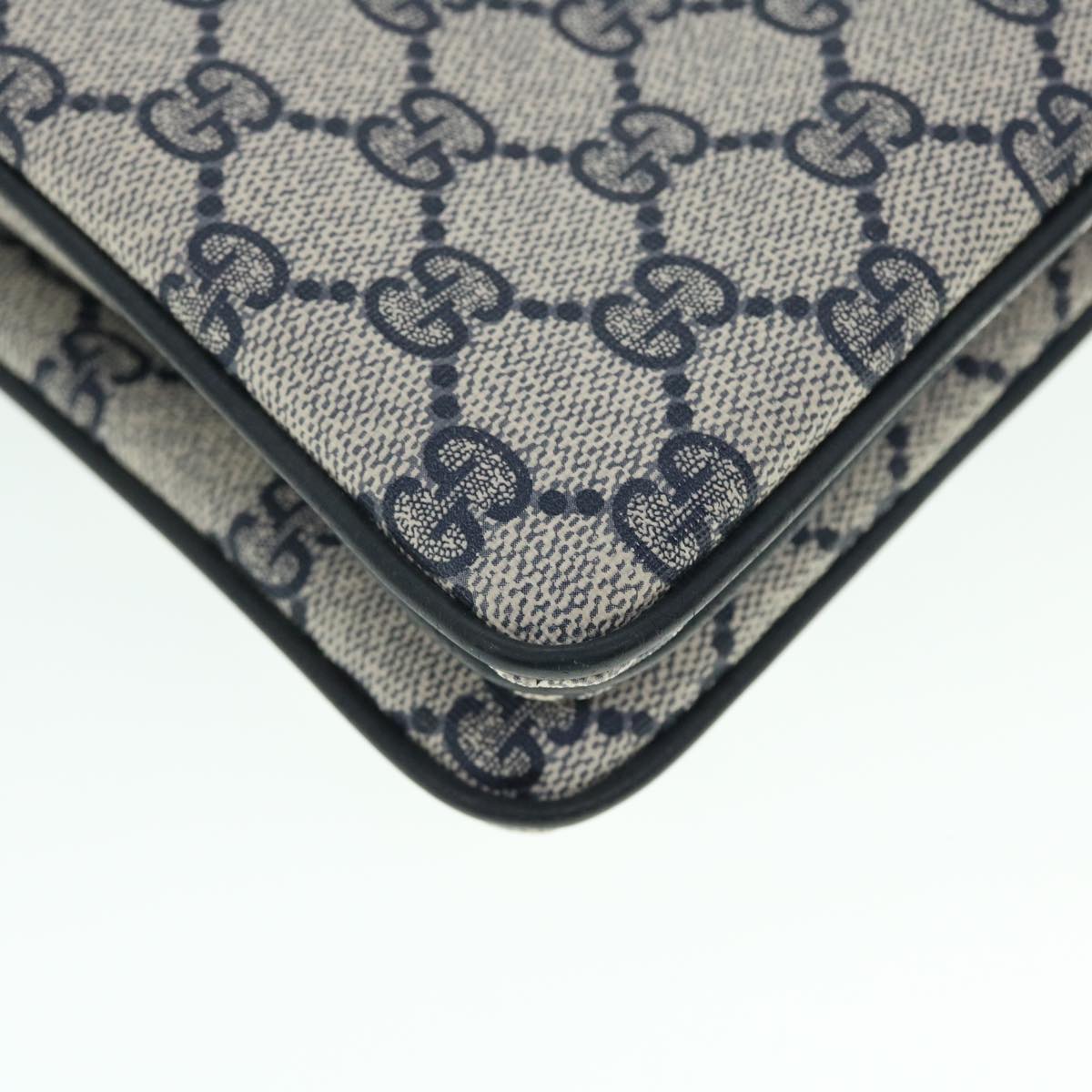 GUCCI GG Canvas Sherry Line Shoulder Bag PVC Leather Gray Navy Red ep1436