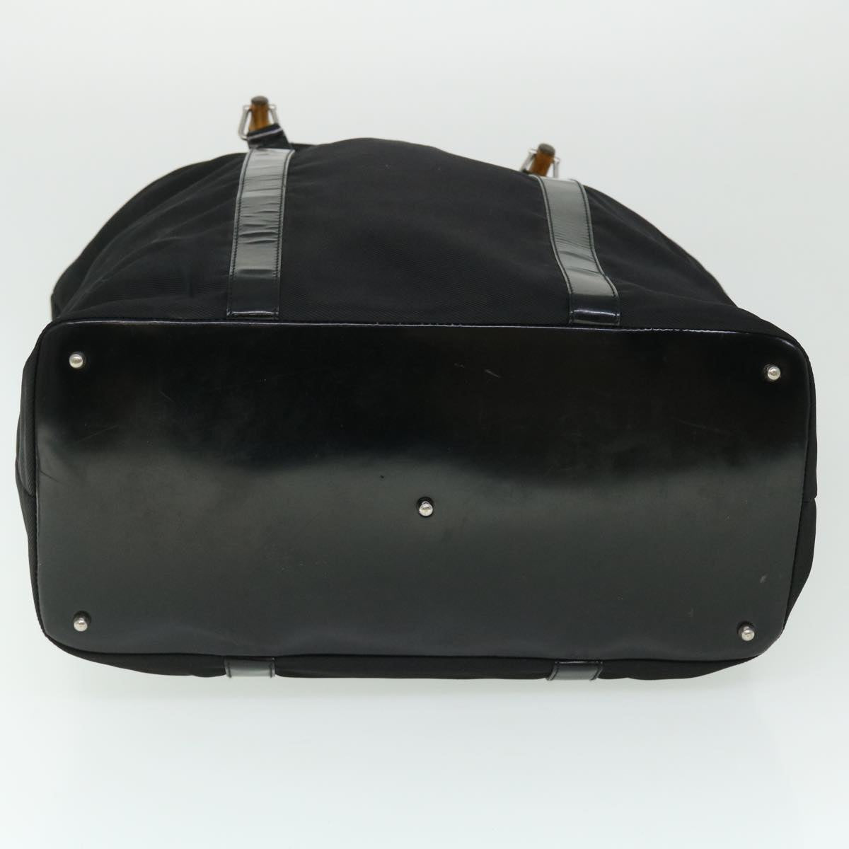 GUCCI Bamboo Hand Bag Nylon Black Brown ep1455