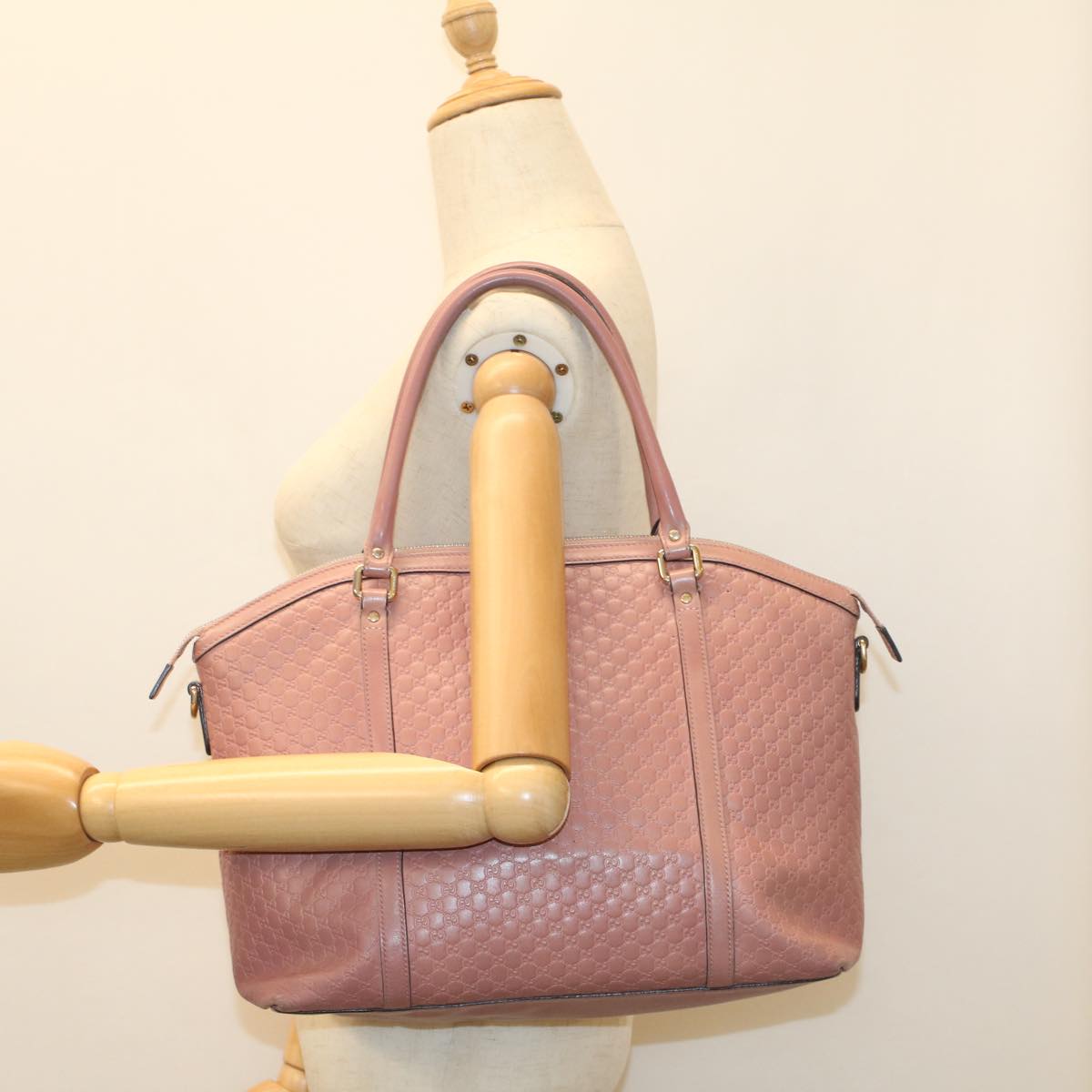 GUCCI Micro GG Canvas Shoulder Bag Pink 449657 ep1458