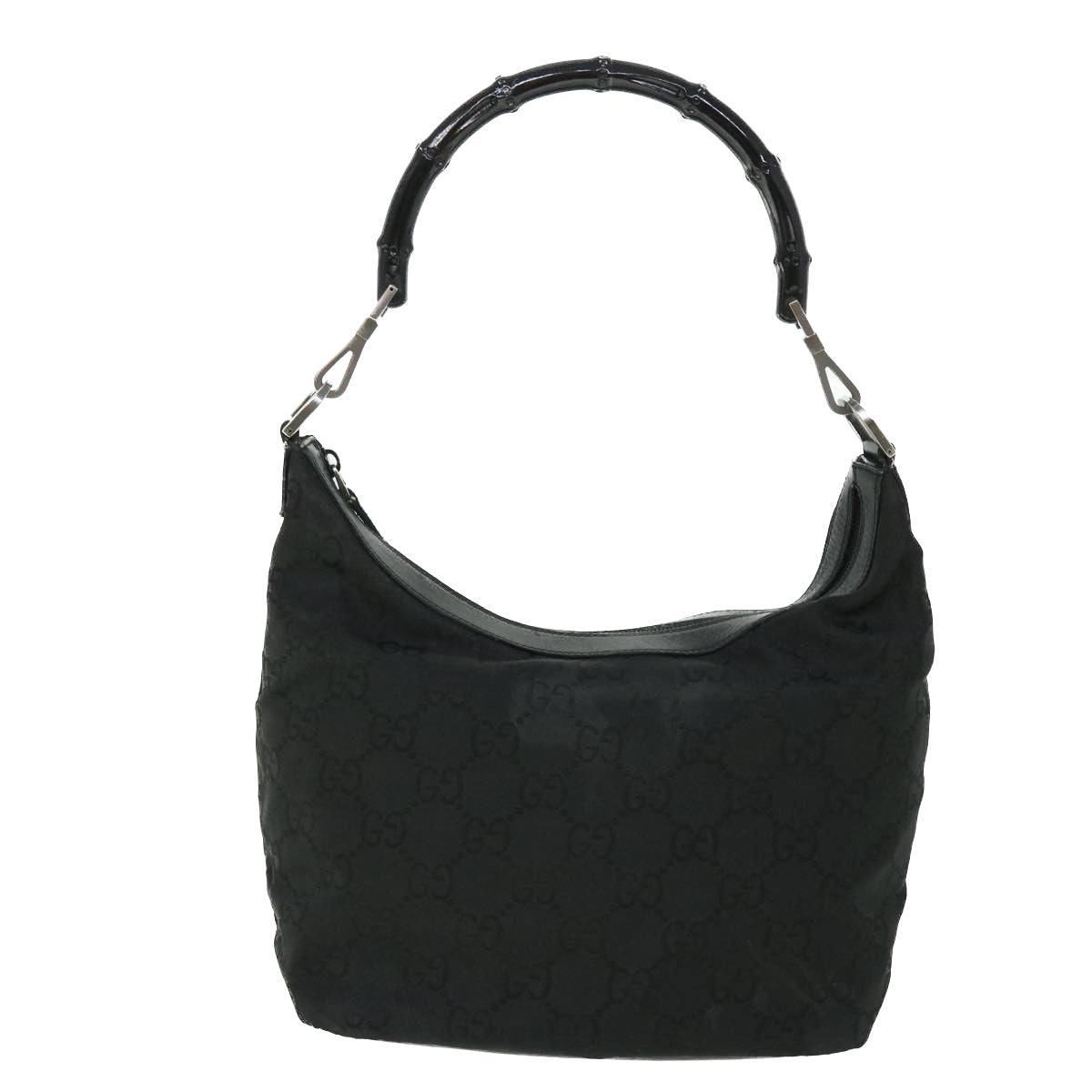 GUCCI GG Canvas Bamboo Shoulder Bag Nylon Black ep1463