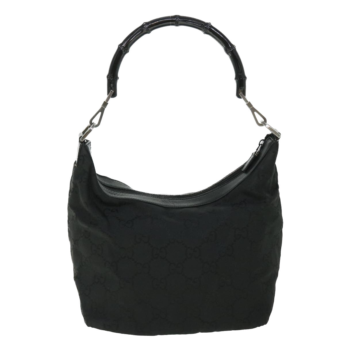 GUCCI GG Canvas Bamboo Shoulder Bag Nylon Black ep1463