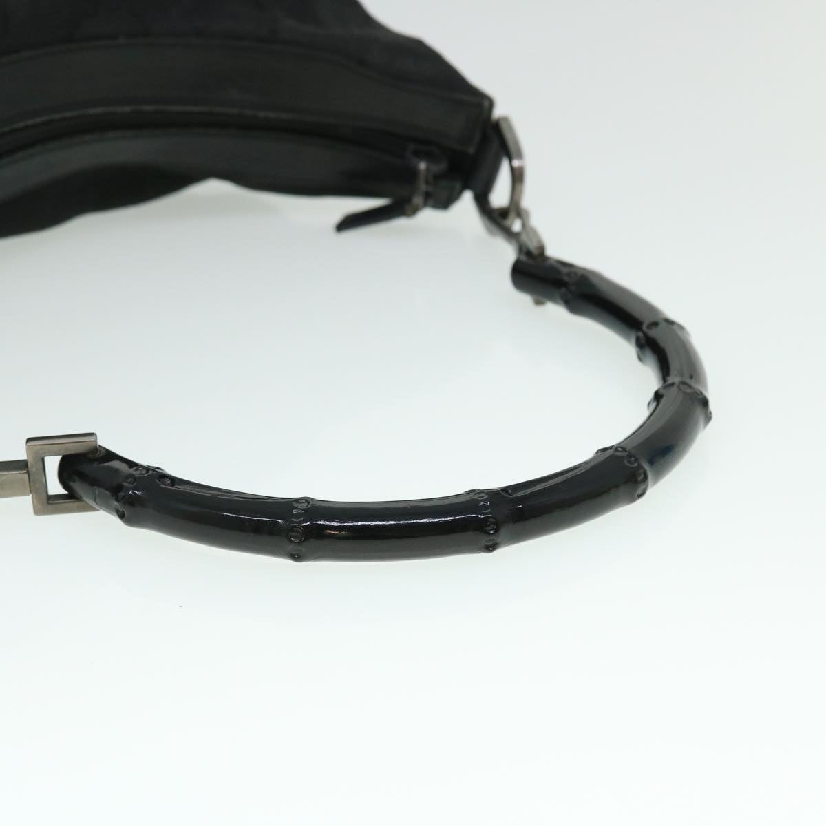 GUCCI GG Canvas Bamboo Shoulder Bag Nylon Black ep1463