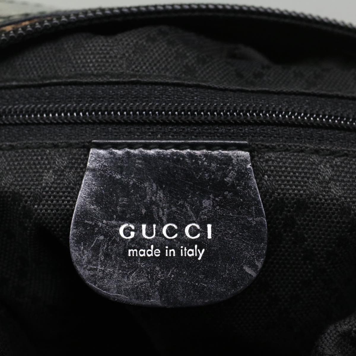 GUCCI Bamboo Shoulder Bag Nylon Black Brown ep1469