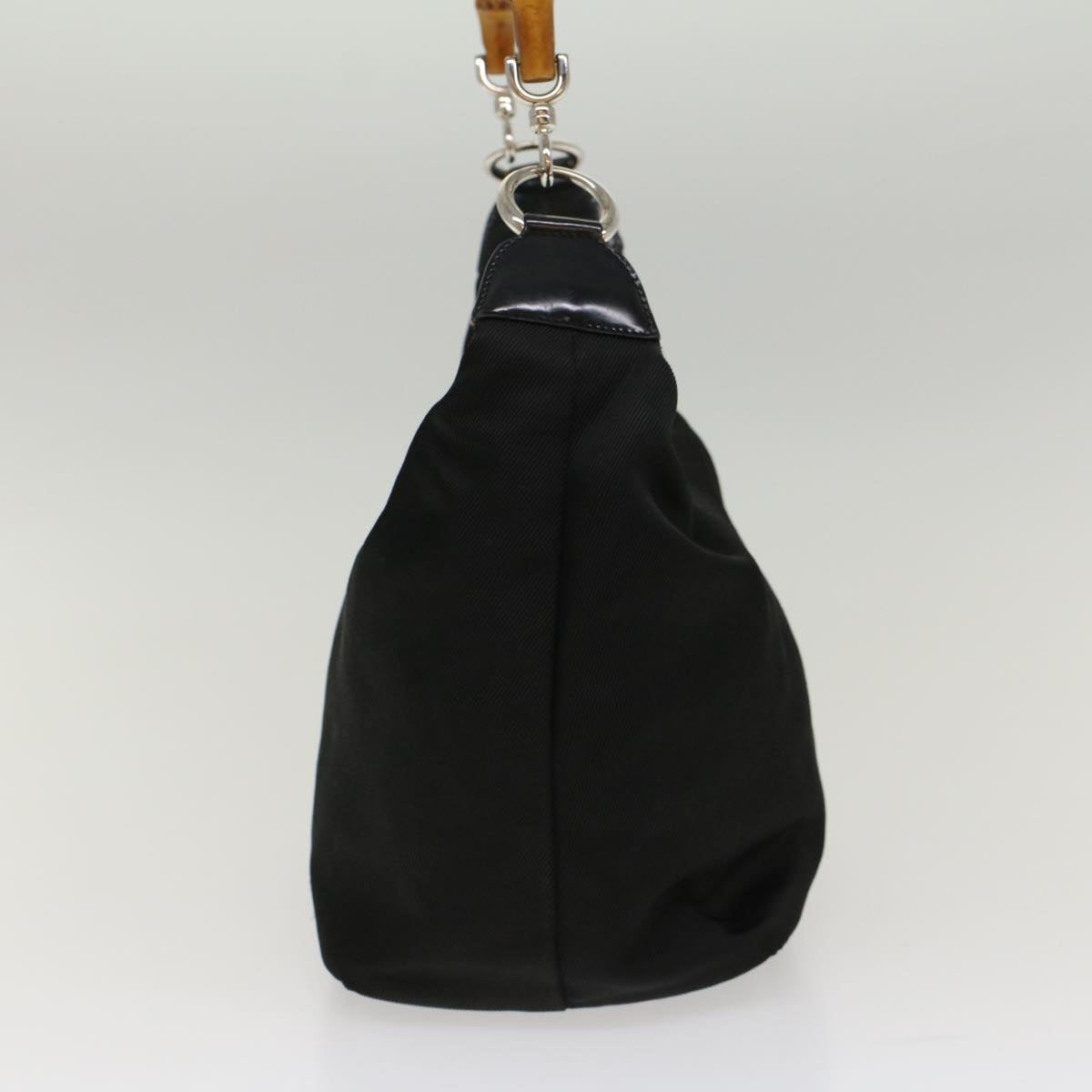 GUCCI Bamboo Shoulder Bag Nylon Black Brown ep1469