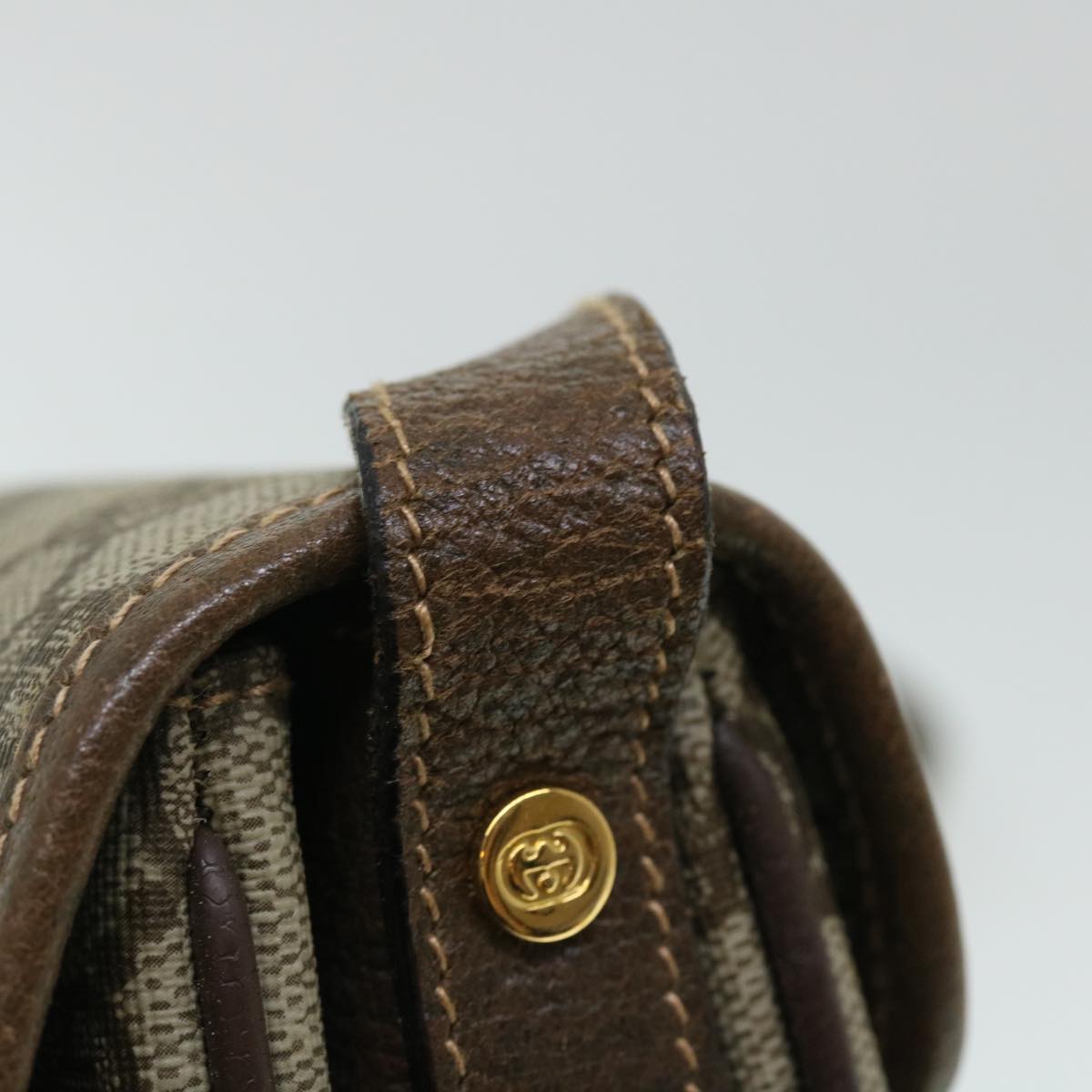 GUCCI GG Canvas Web Sherry Line Shoulder Bag PVC Leather Beige Red ep1504