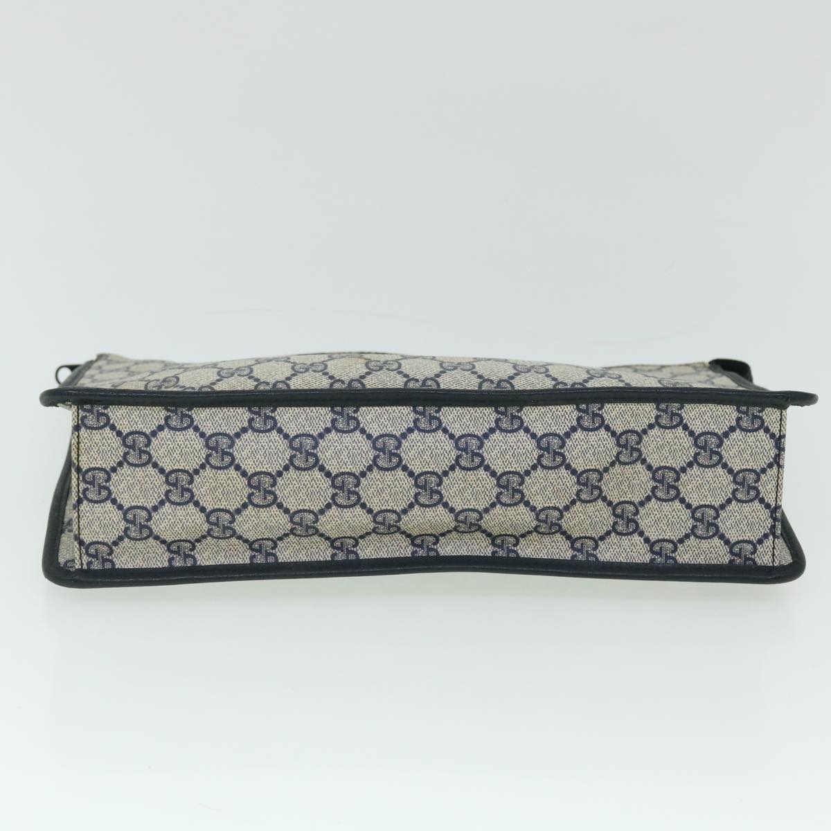GUCCI GG Canvas Clutch Bag PVC Leather Gray Navy ep1559