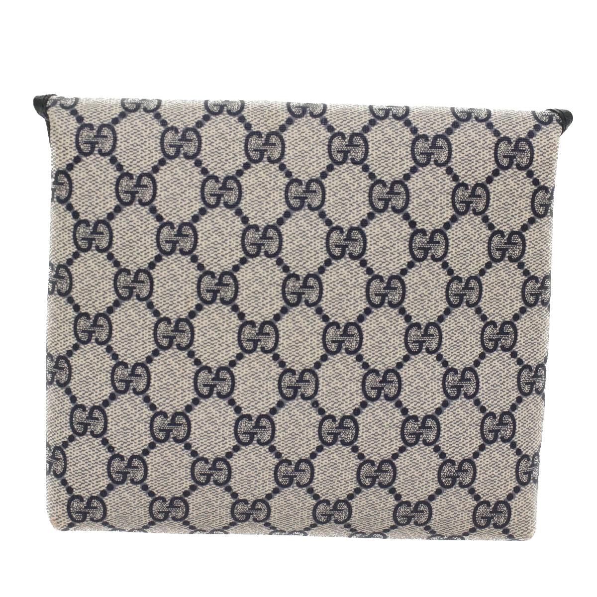 GUCCI GG Canvas Pouch PVC Leather Gray Navy 010 378 ep1572