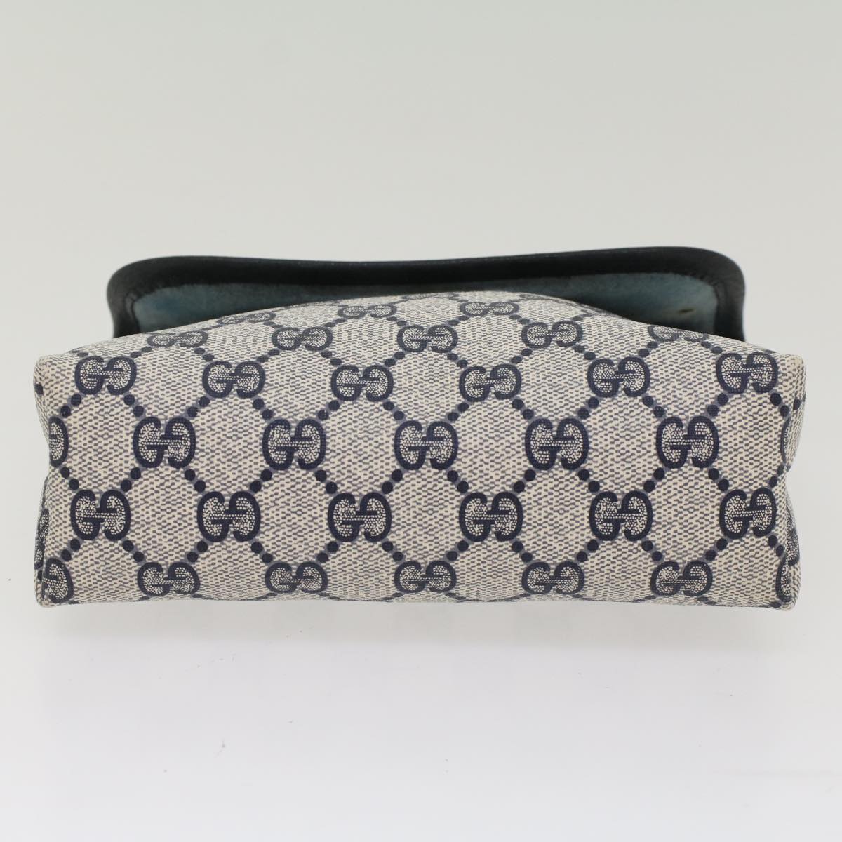 GUCCI GG Canvas Pouch PVC Leather Gray Navy 010 378 ep1572