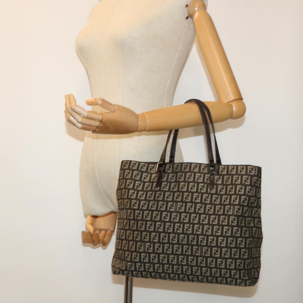 FENDI Zucchino Canvas Tote Bag Brown ep1590