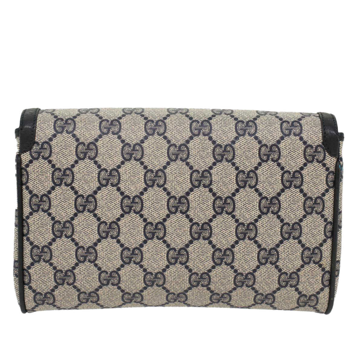 GUCCI GG Canvas Pouch PVC Leather Gray Navy ep1605
