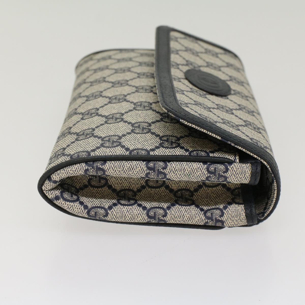 GUCCI GG Canvas Pouch PVC Leather Gray Navy ep1605