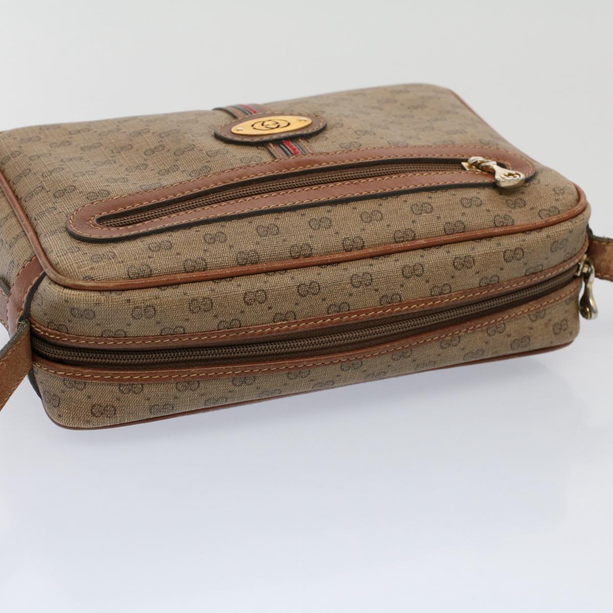 GUCCI Micro GG Canvas Web Sherry Line Shoulder Bag Beige Red 007 904 ep1647