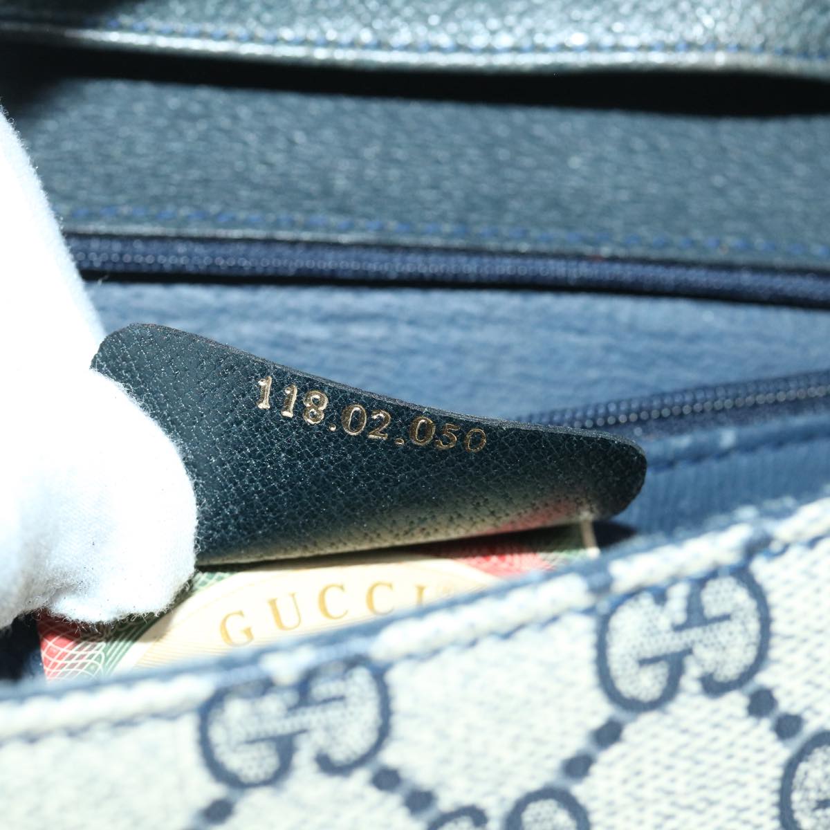 GUCCI GG Canvas Shoulder Bag PVC Leather Navy ep1671