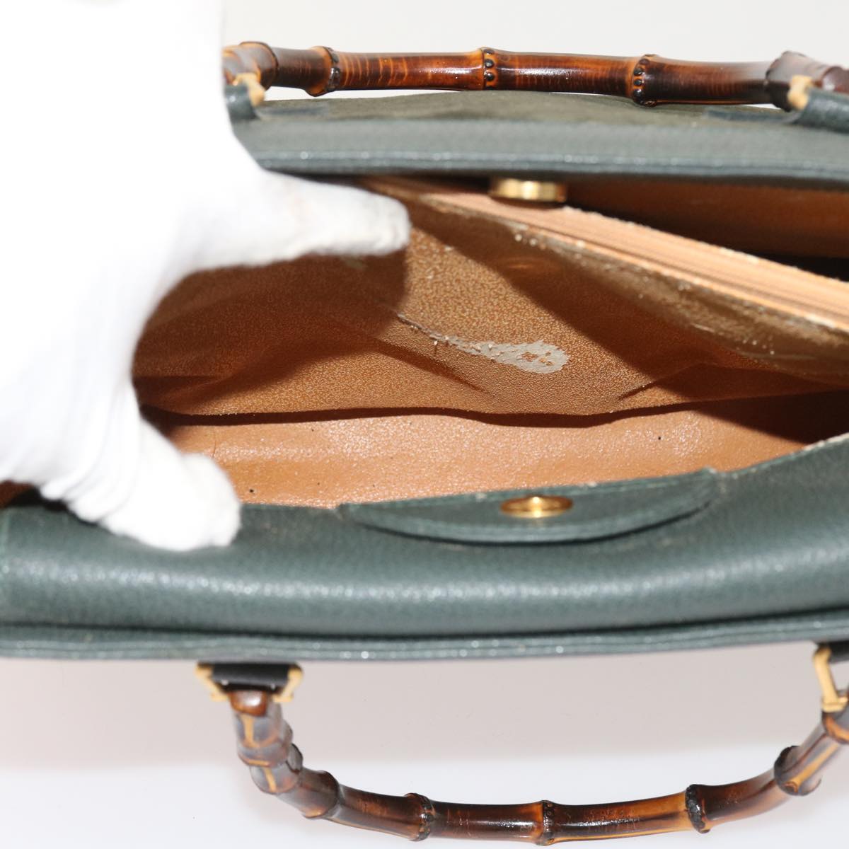 GUCCI Bamboo Hand Bag Leather Green 002 1186 0259 ep1822