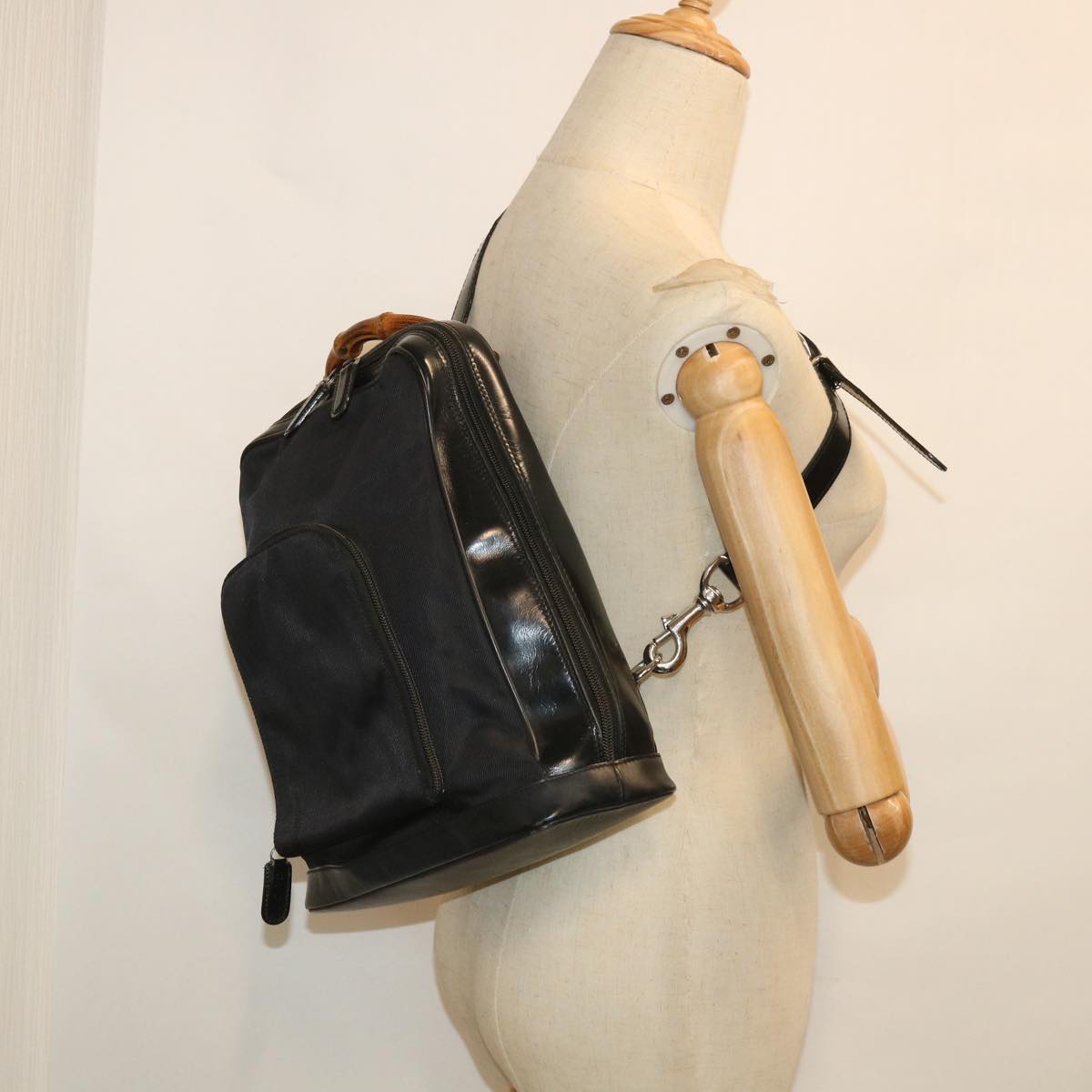GUCCI Bamboo Backpack Nylon Canvas Black 003 2058 0059 5 ep1833