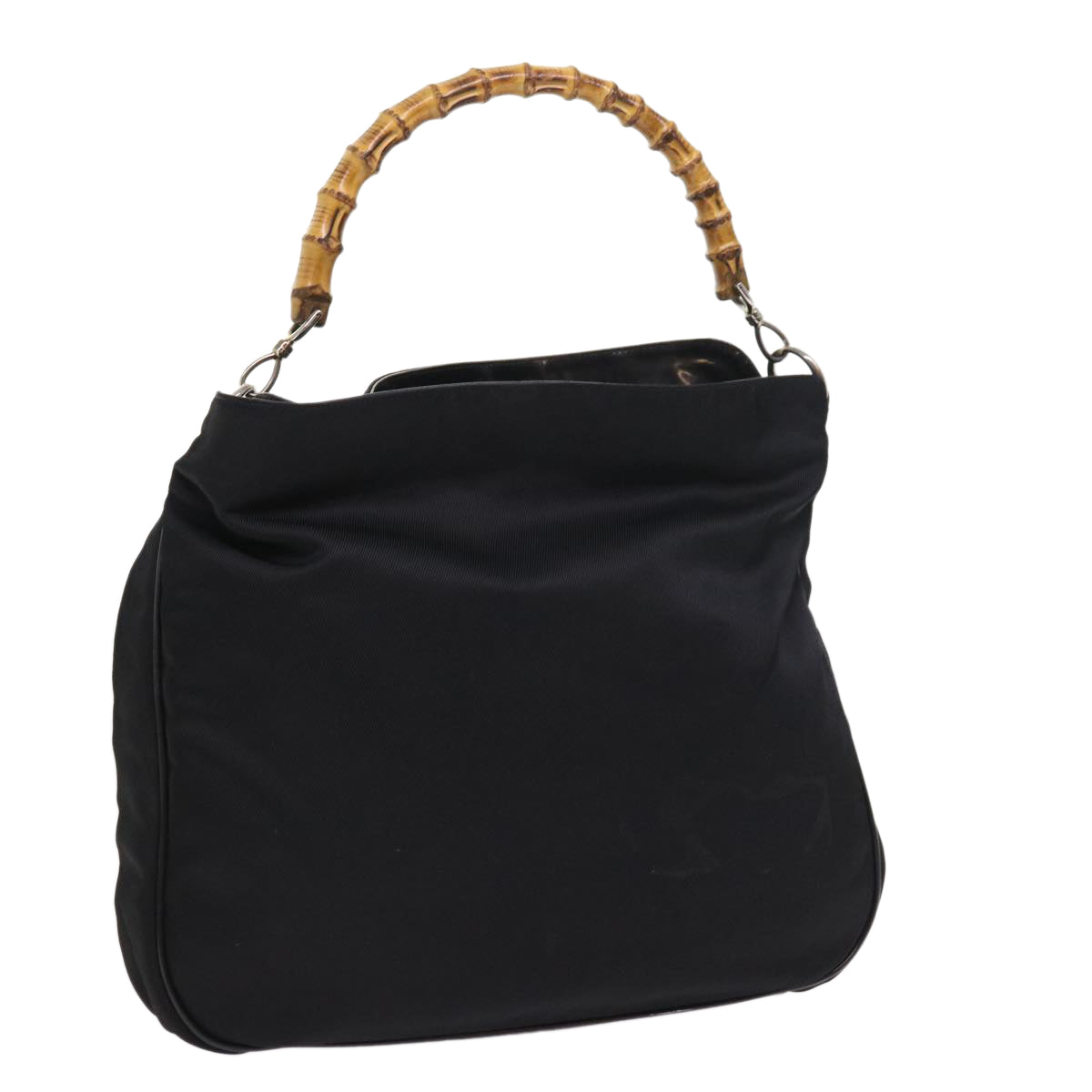 GUCCI Bamboo Shoulder Bag Nylon Canvas Black 001 1781 1577 ep1881