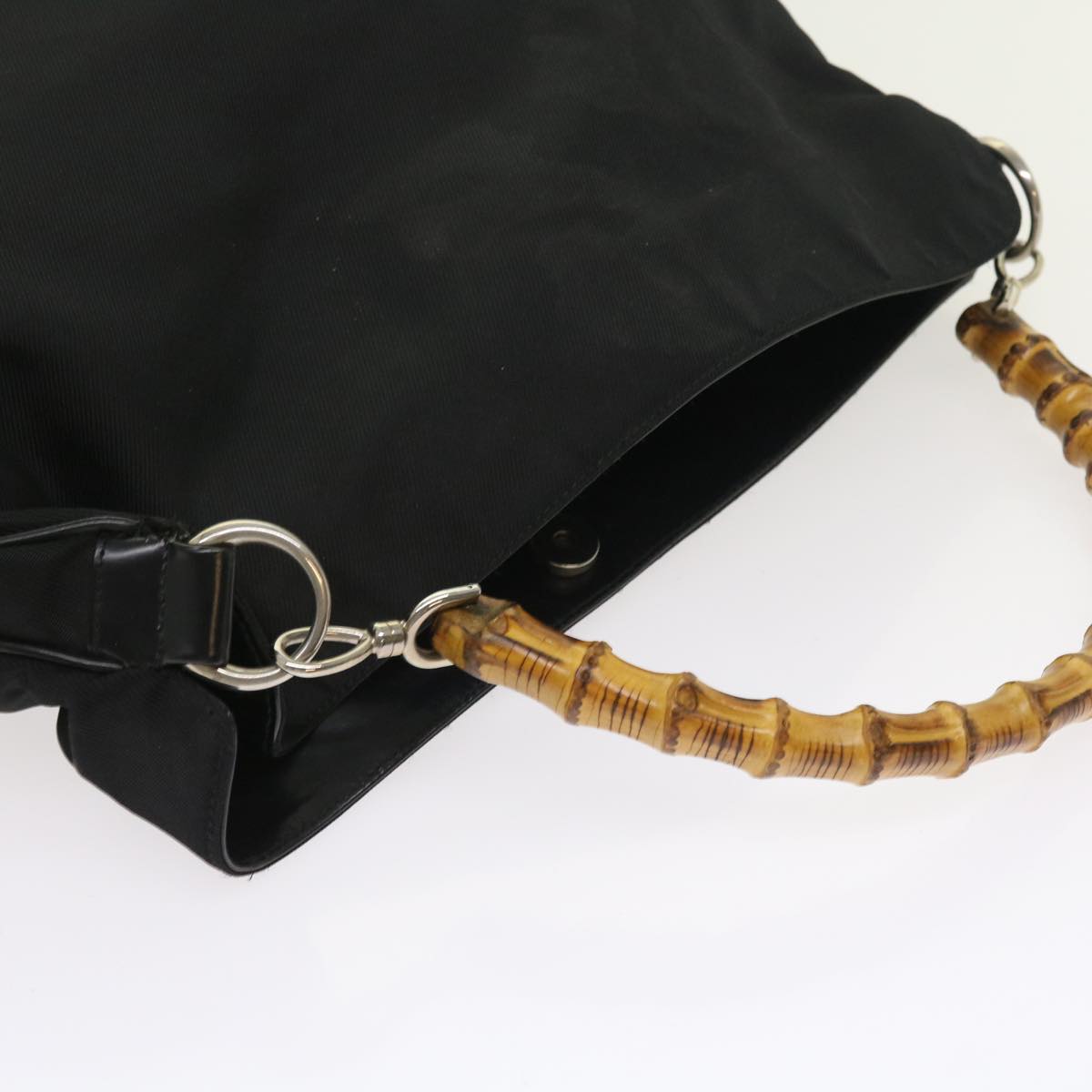 GUCCI Bamboo Shoulder Bag Nylon Canvas Black 001 1781 1577 ep1881