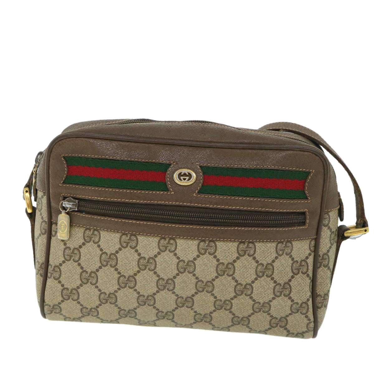 GUCCI GG Canvas Web Sherry Line Shoulder Bag Beige Red 119 02 087 ep1891