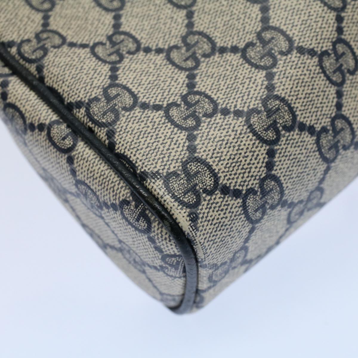 GUCCI GG Canvas Shoulder Bag PVC Leather Gray Navy ep1896