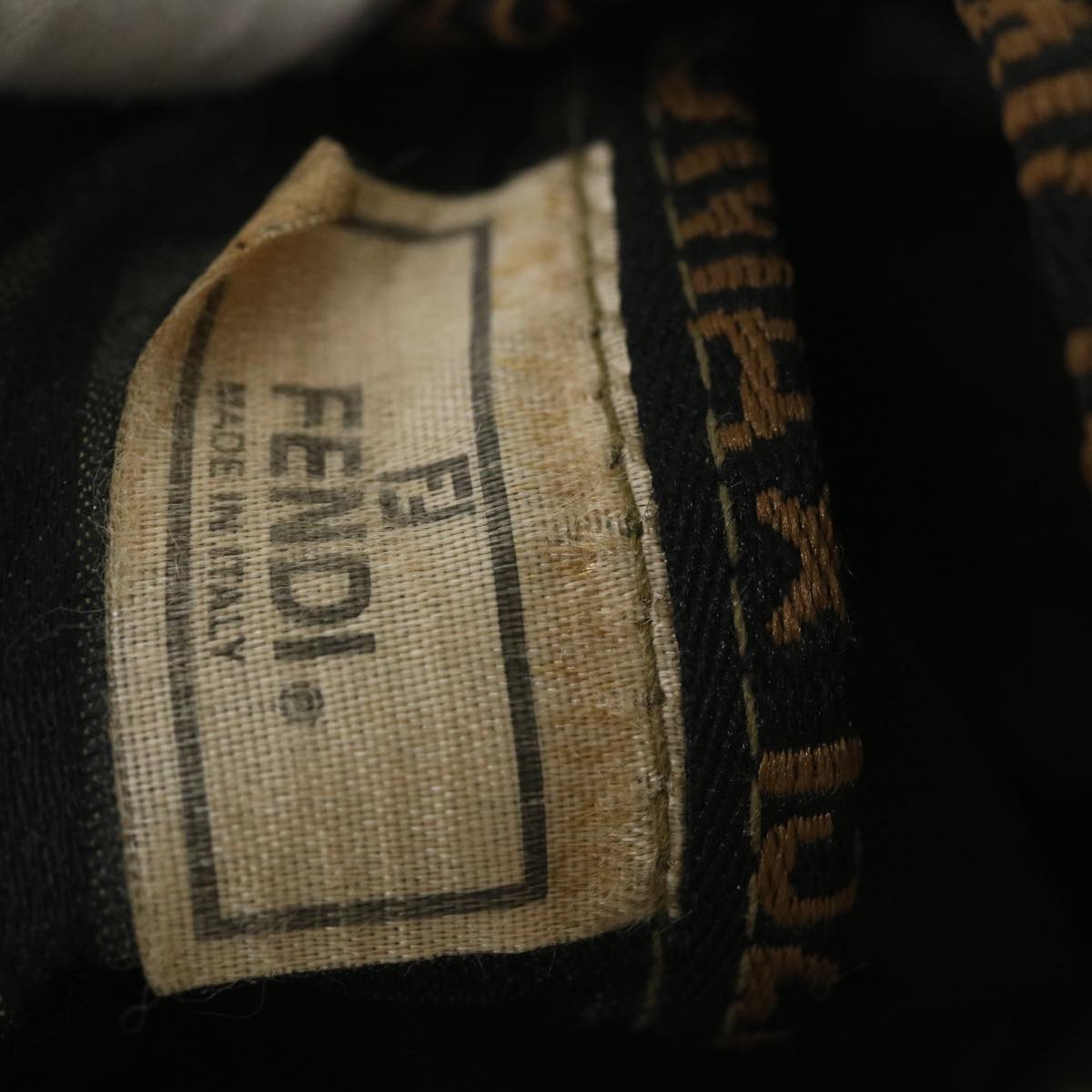 FENDI Zucca Canvas Hand Bag Black Brown ep2059