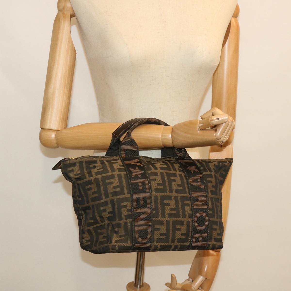 FENDI Zucca Canvas Hand Bag Black Brown ep2059