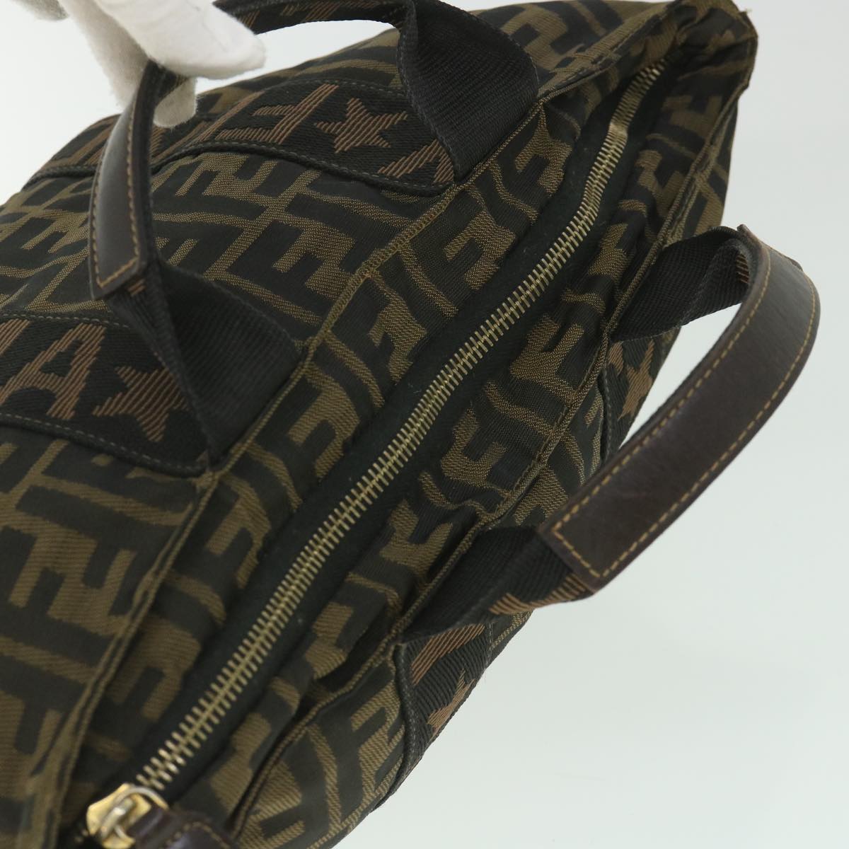 FENDI Zucca Canvas Hand Bag Black Brown ep2059