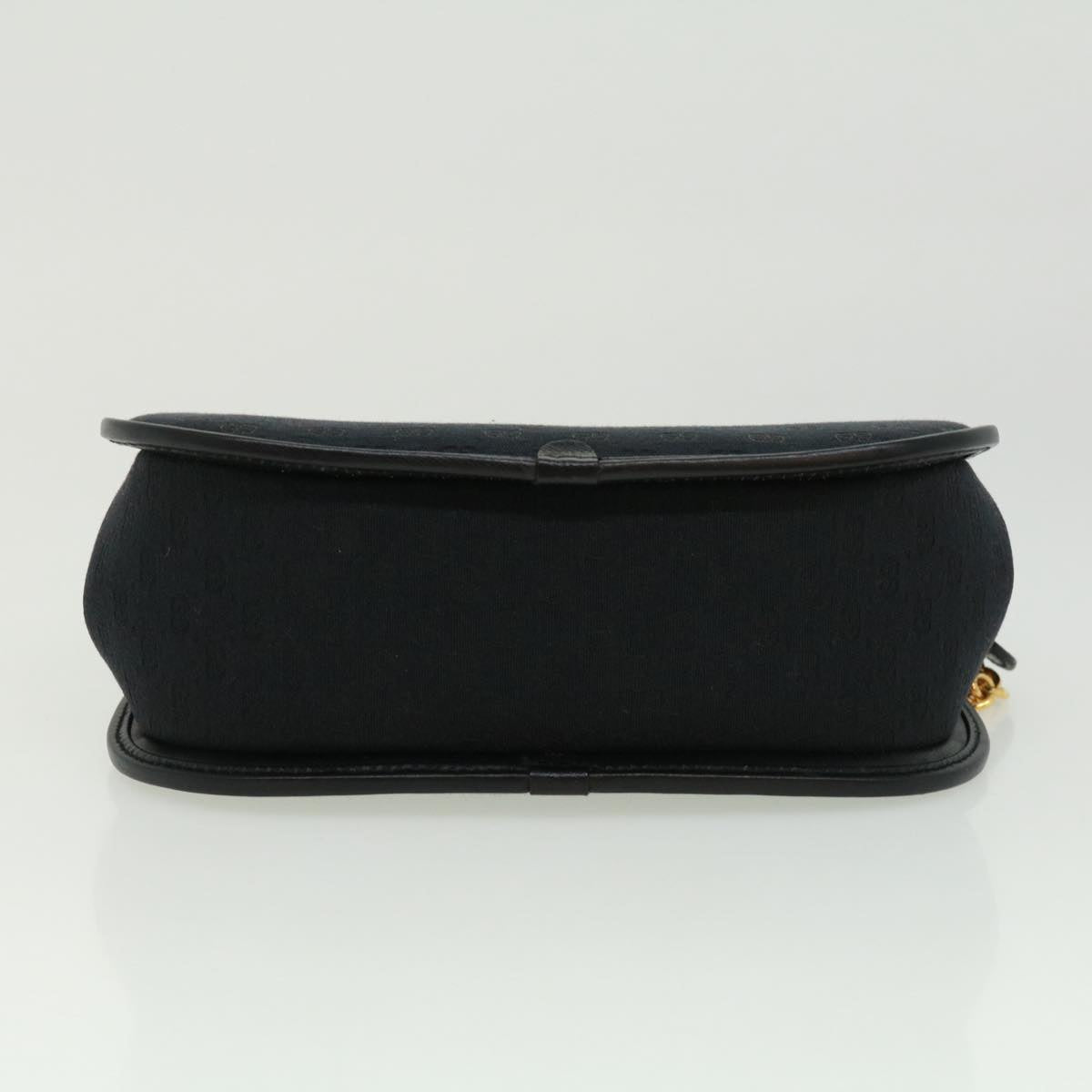 GUCCI Micro GG Canvas Bamboo Chain Shoulder Bag Black Gold ep231