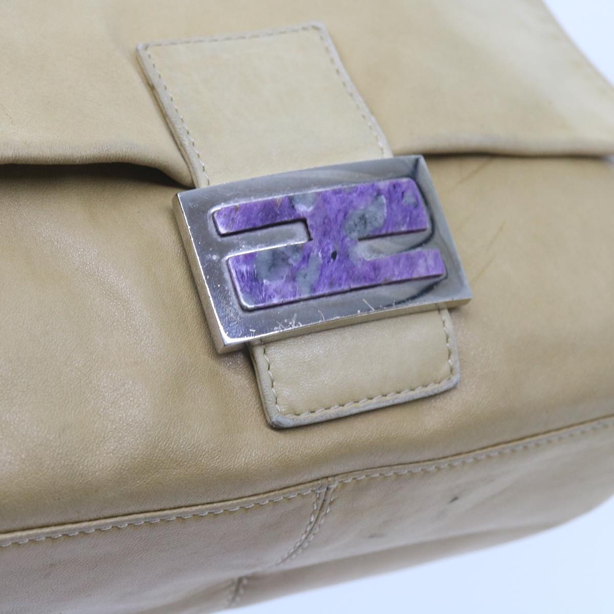 FENDI Mamma Baguette Shoulder Bag Leather Beige 2348 26325 009 ep2384