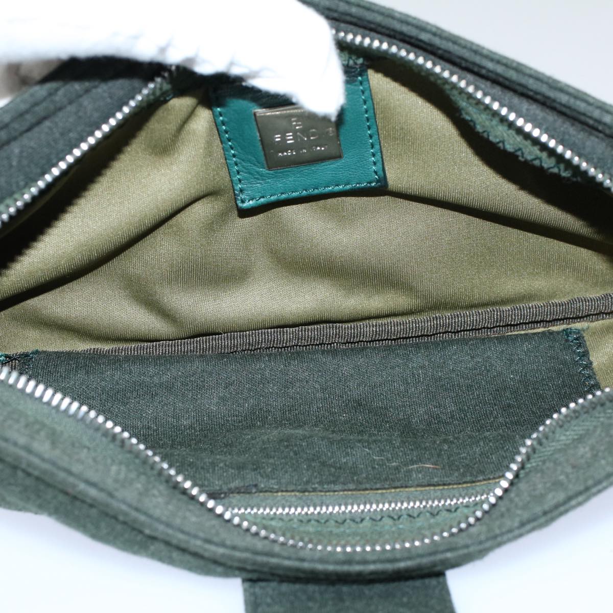 FENDI Mamma Baguette Shoulder Bag Nylon Green 2355 26685 009 ep2386