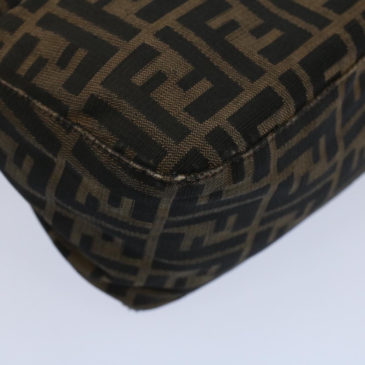 FENDI Zucca Canvas Mamma Baguette Shoulder Bag Black Brown ep2428