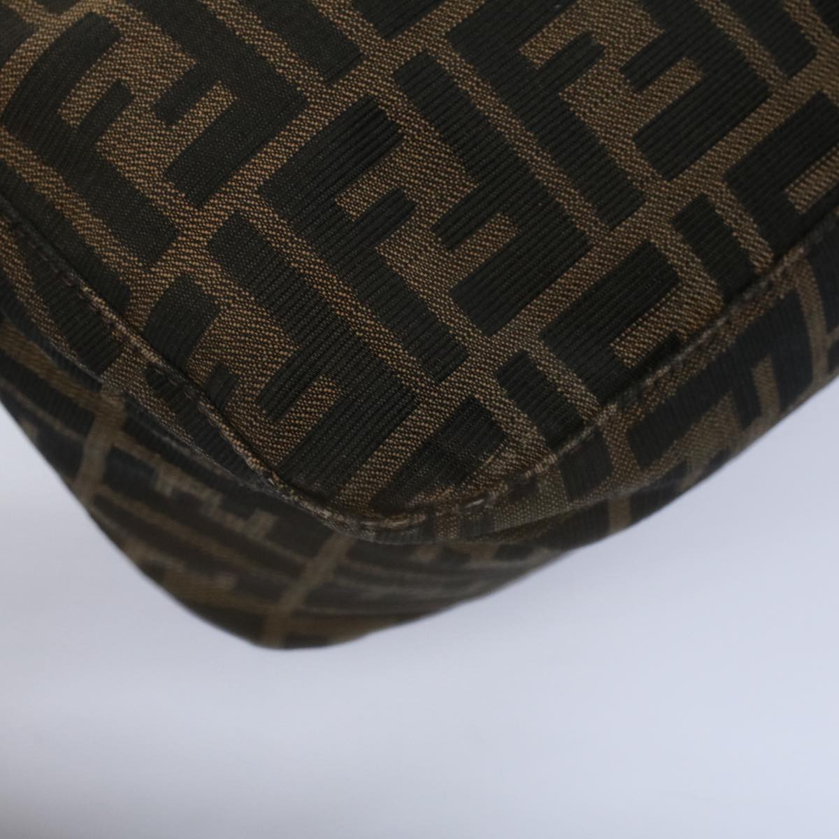 FENDI Zucca Canvas Mamma Baguette Shoulder Bag Black Brown ep2428