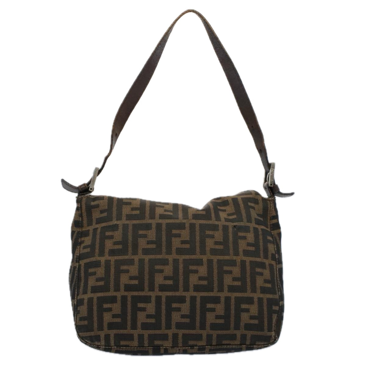 FENDI Zucca Canvas Mamma Baguette Shoulder Bag Black Brown ep2428