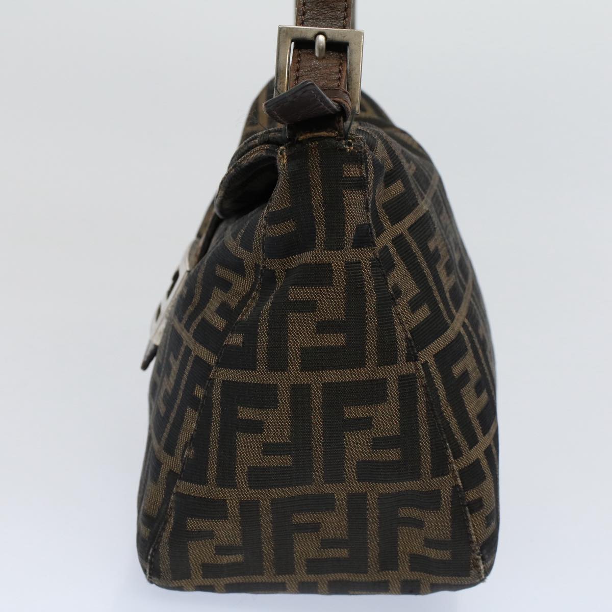FENDI Zucca Canvas Mamma Baguette Shoulder Bag Black Brown ep2428