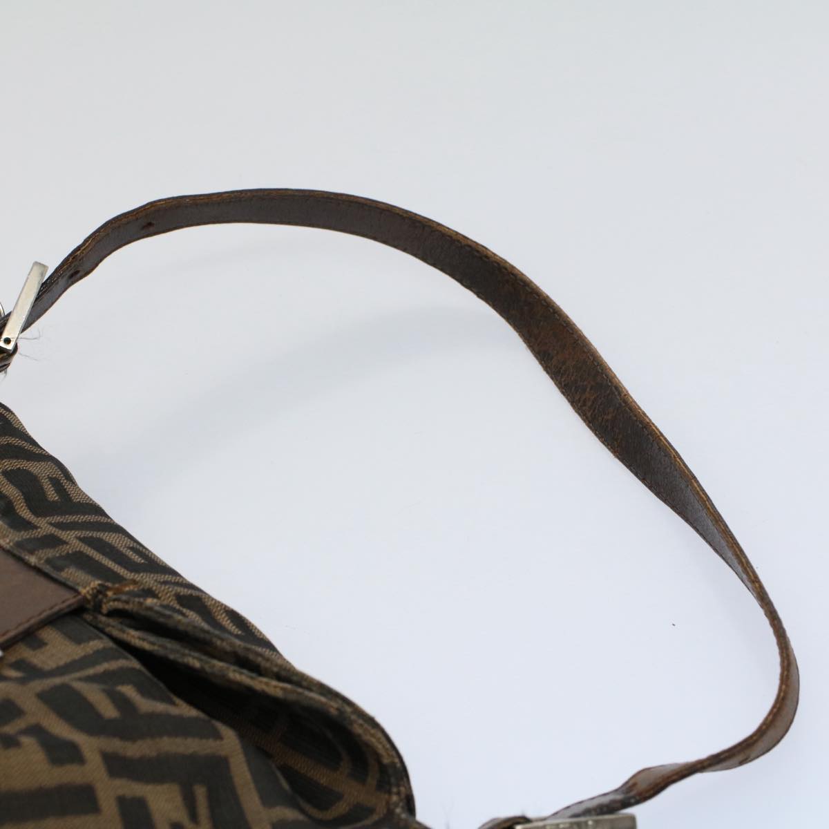 FENDI Zucca Canvas Mamma Baguette Shoulder Bag Black Brown ep2428