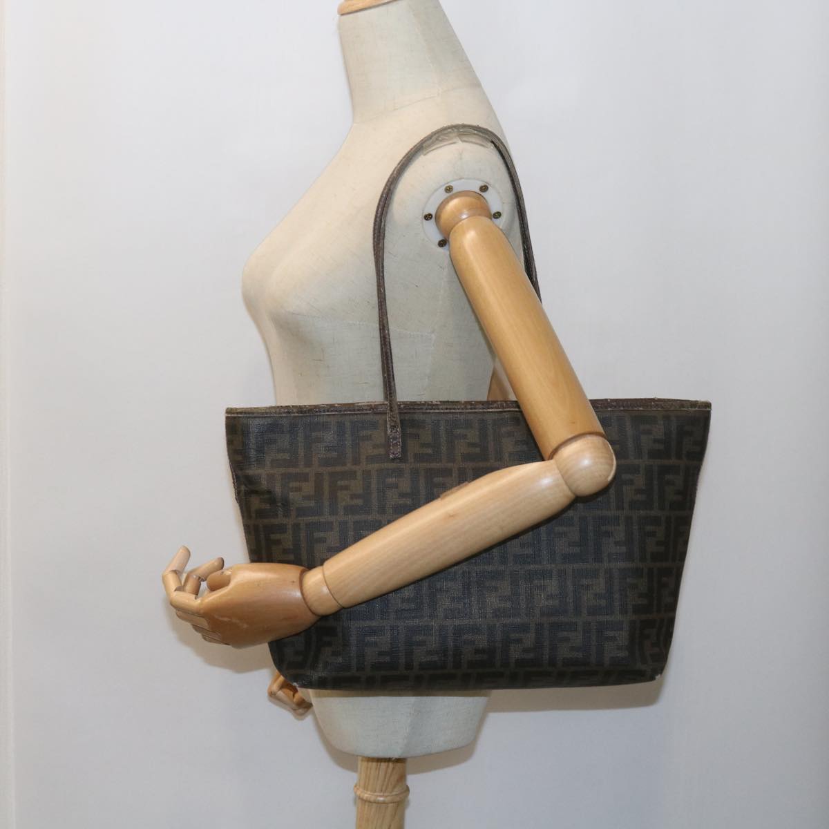 FENDI Zucca Canvas Tote Bag Black Brown ep2435