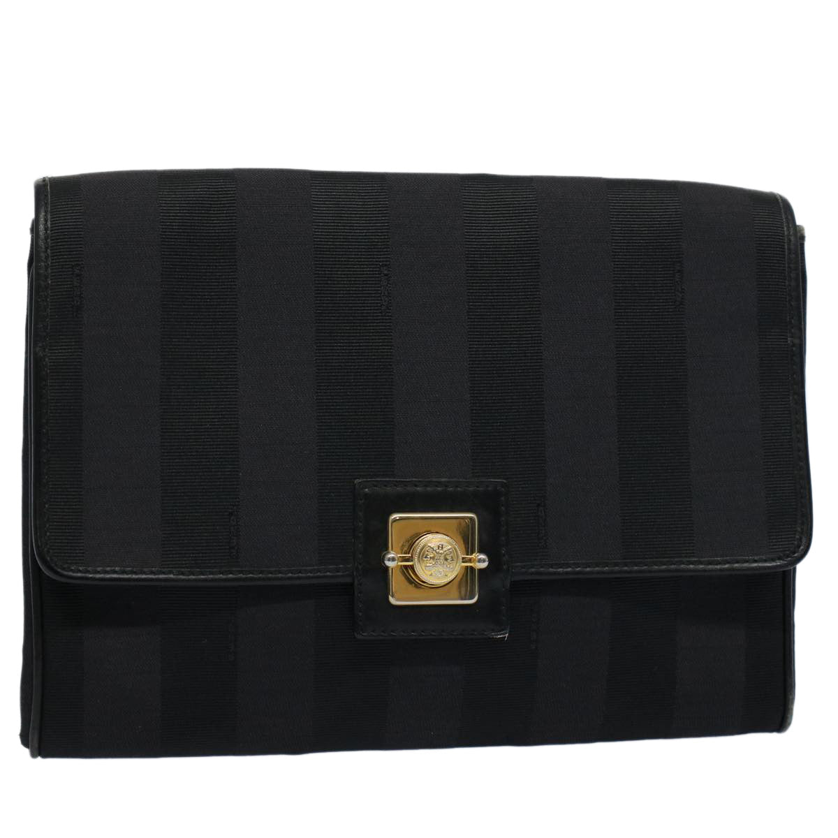 FENDI Pecan Canvas Clutch Bag Black Brown ep2439
