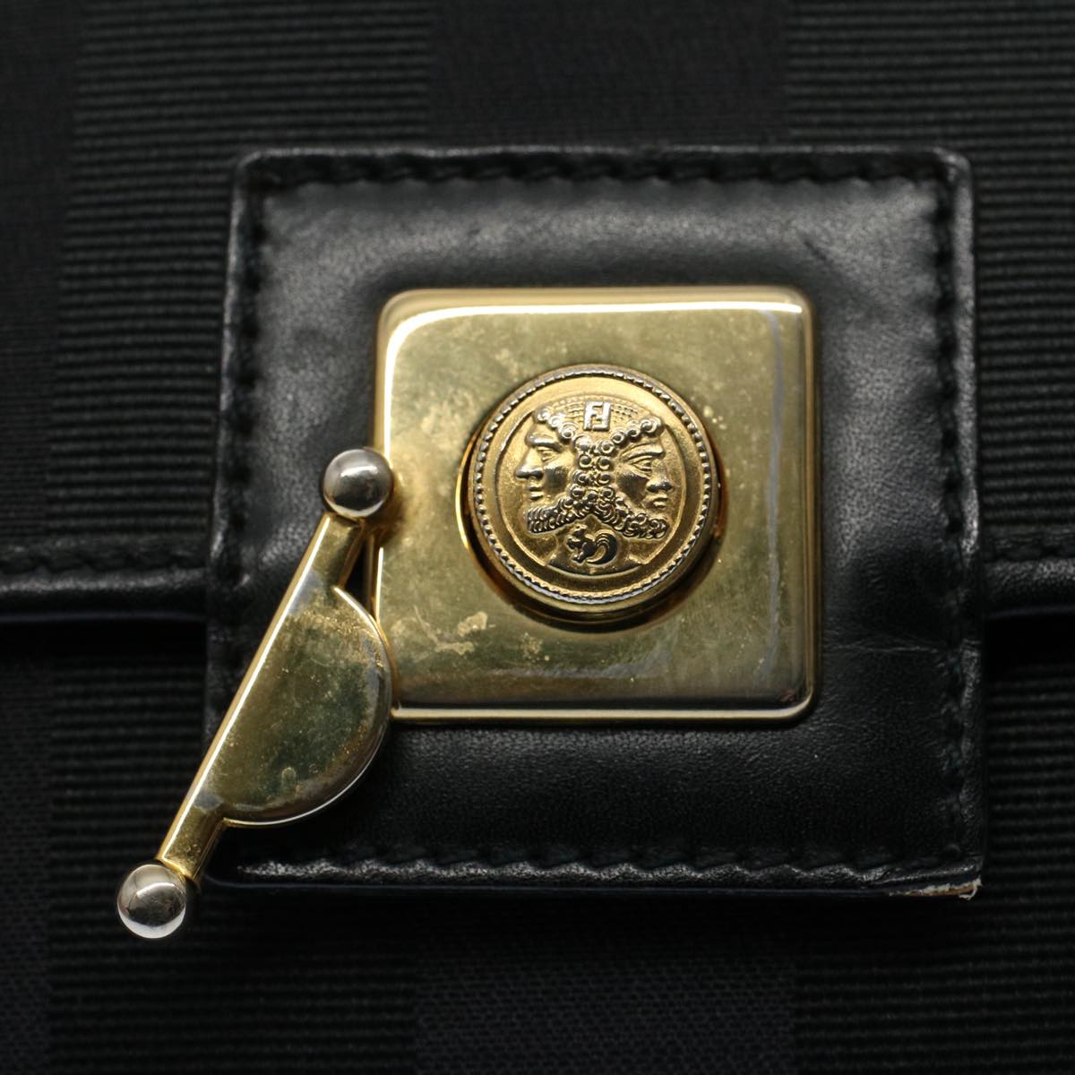 FENDI Pecan Canvas Clutch Bag Black Brown ep2439