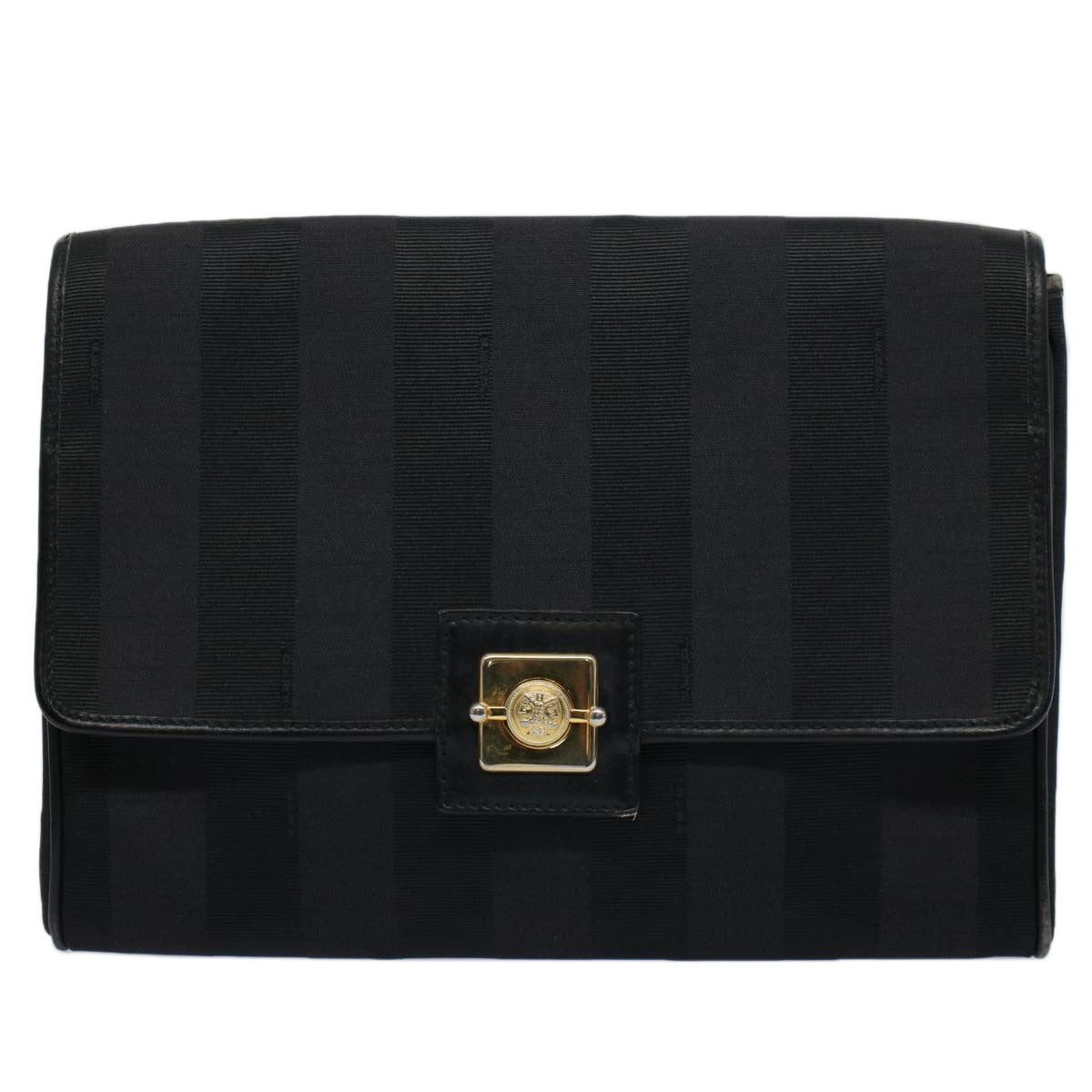 FENDI Pecan Canvas Clutch Bag Black Brown ep2439