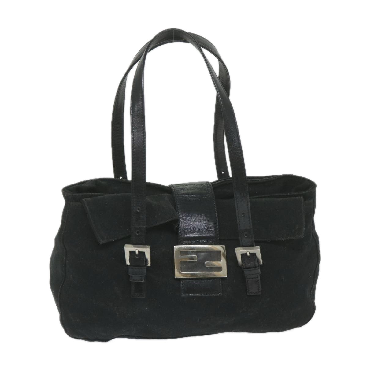 FENDI Mamma Baguette Shoulder Bag Nylon Black ep2451